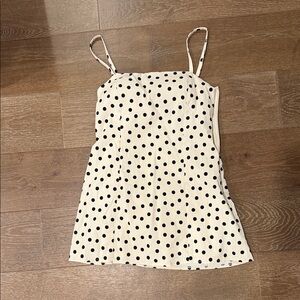 Abercrombie & Fitch Cream Spaghetti Strap Tank with Black Polka Dots